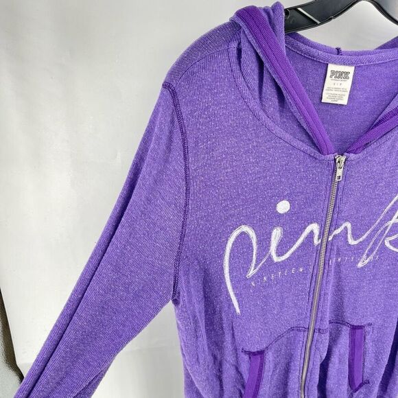 Pink Victoria's Secret Women's Full Zip Hoodie Sweatshirt Purple Size Small - Picture 4 of 9